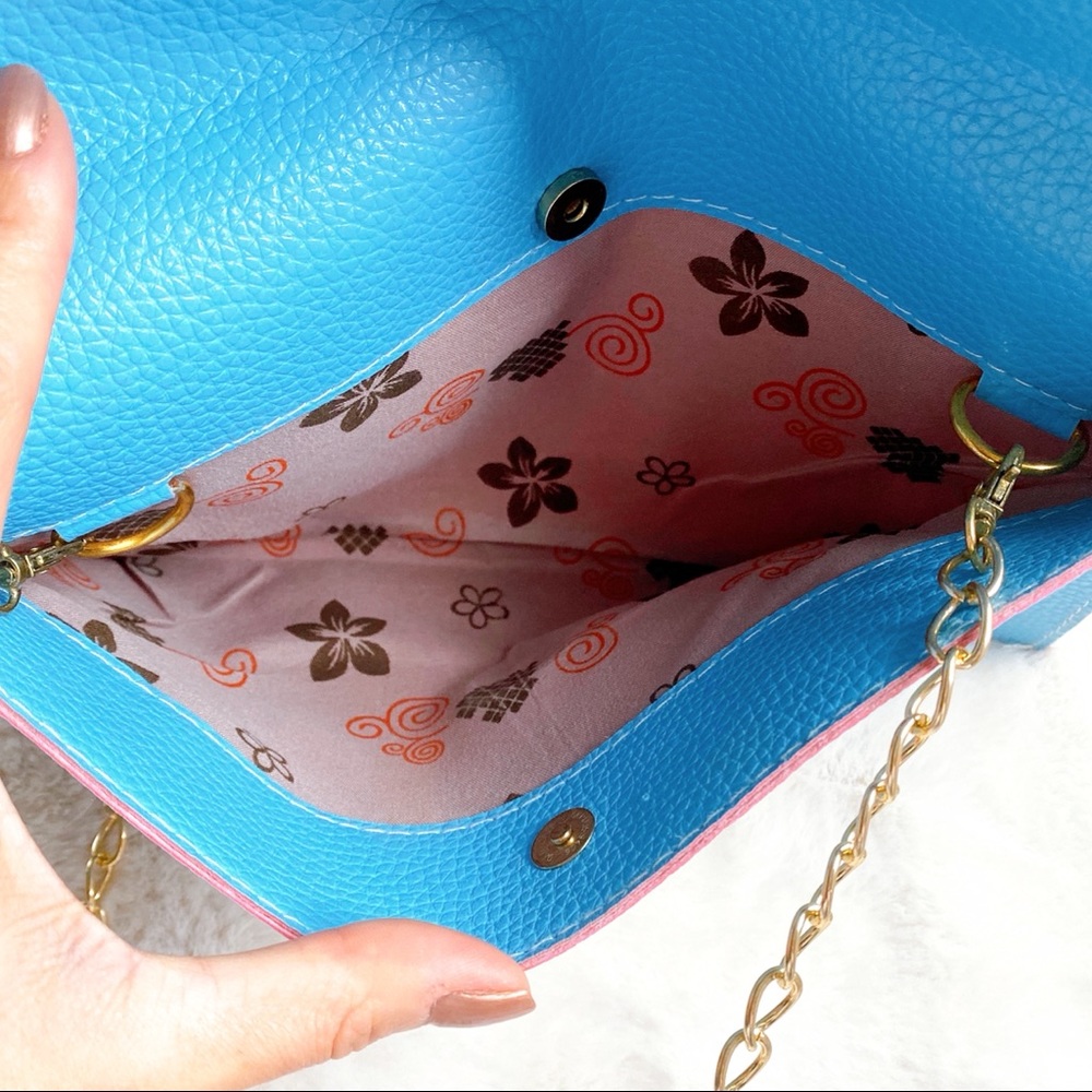 π§AQUA BLUE FAUX LEATHER ENVELOPE CLUTCH! - Picture 7 of 10